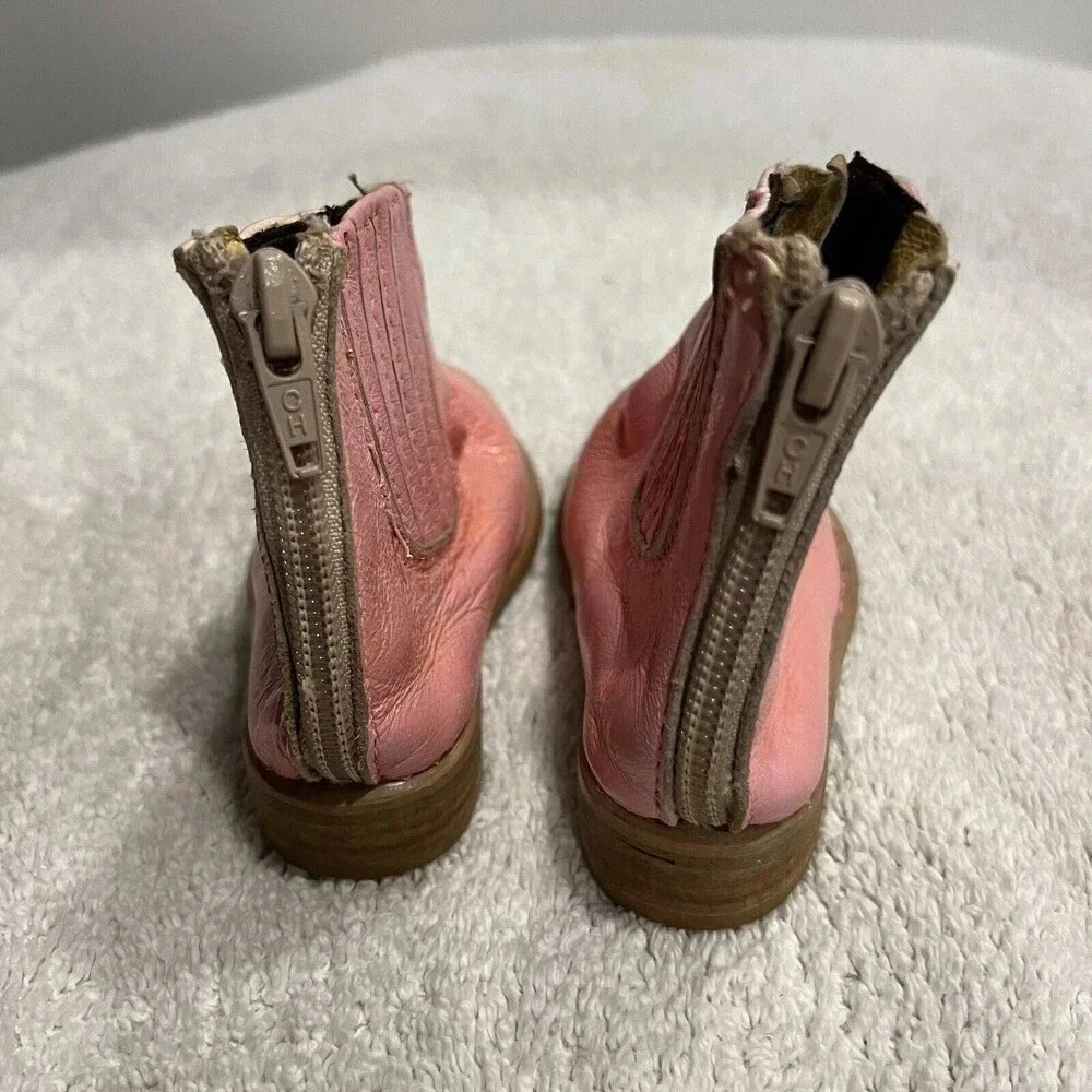 Baby Girl 0-6 Month Pink Cowgirl Leather Boots Footsies Zipper Mexico